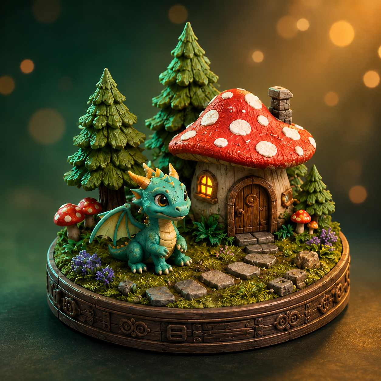 Mosslight Dragon Cottage — 3D-Printed Fantasy Mini Set