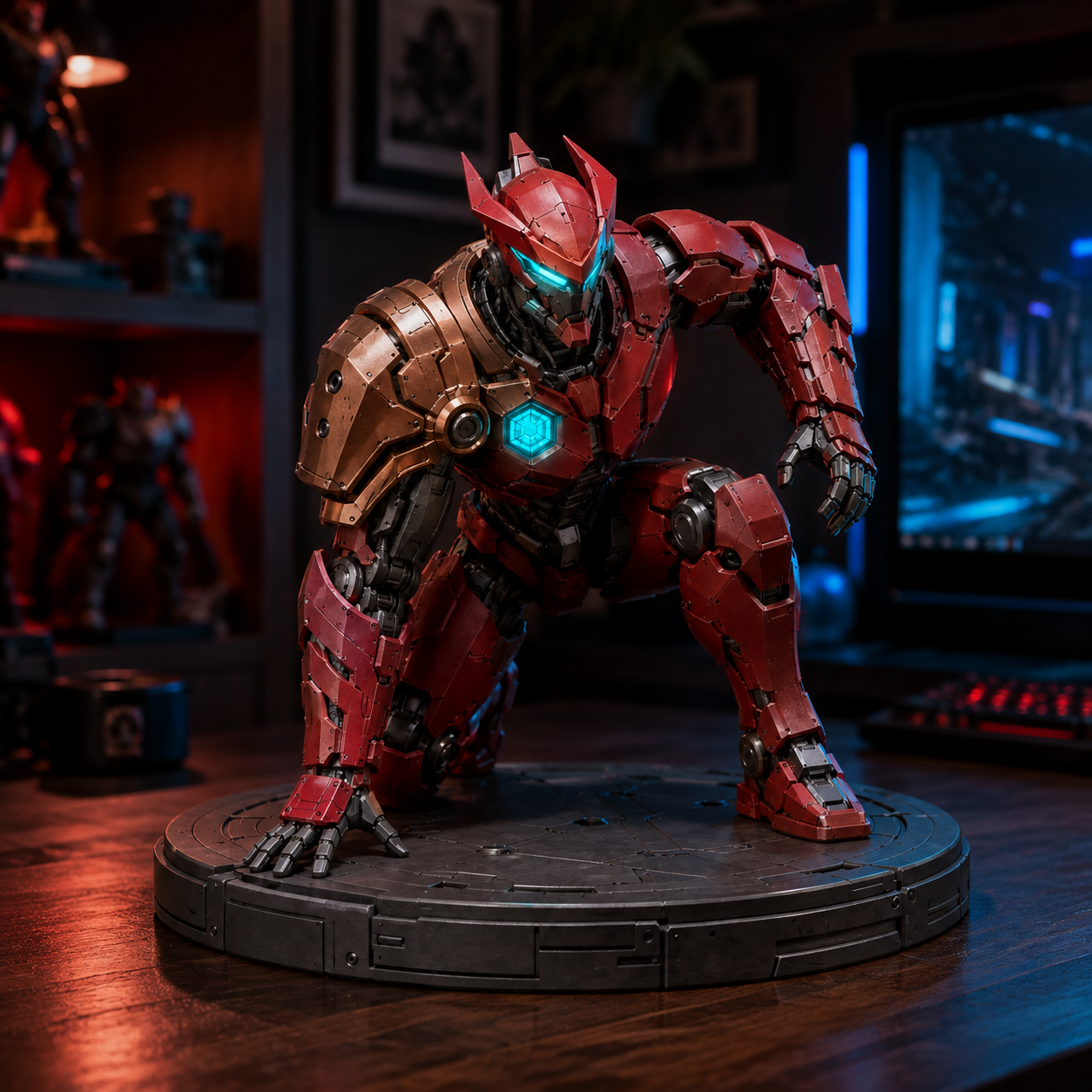 Crimson Arc Sentinel — Articulated 3D-Printed Armored Figure