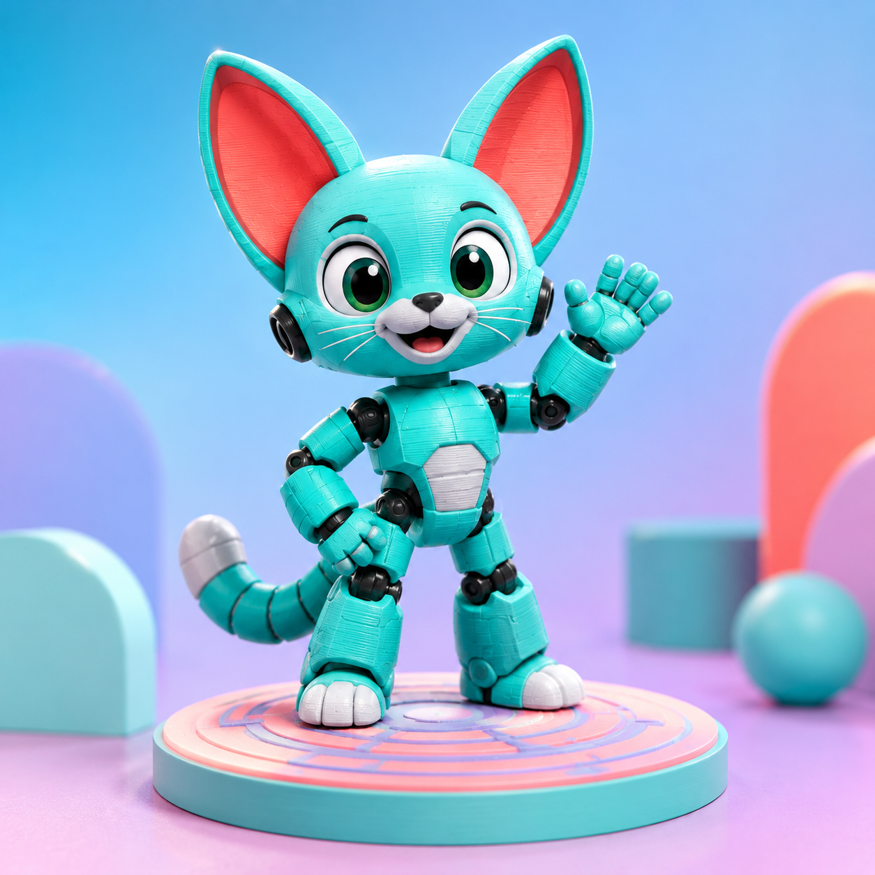 Pixel Pounce — Articulated 3D-Printed Robot Cat